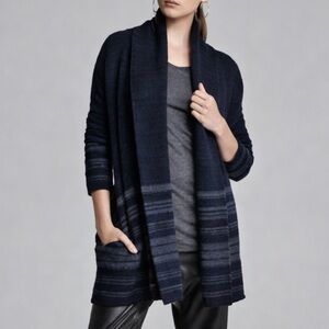 Vince Stripe Wool Yak Long Cardigan Sweater Medum